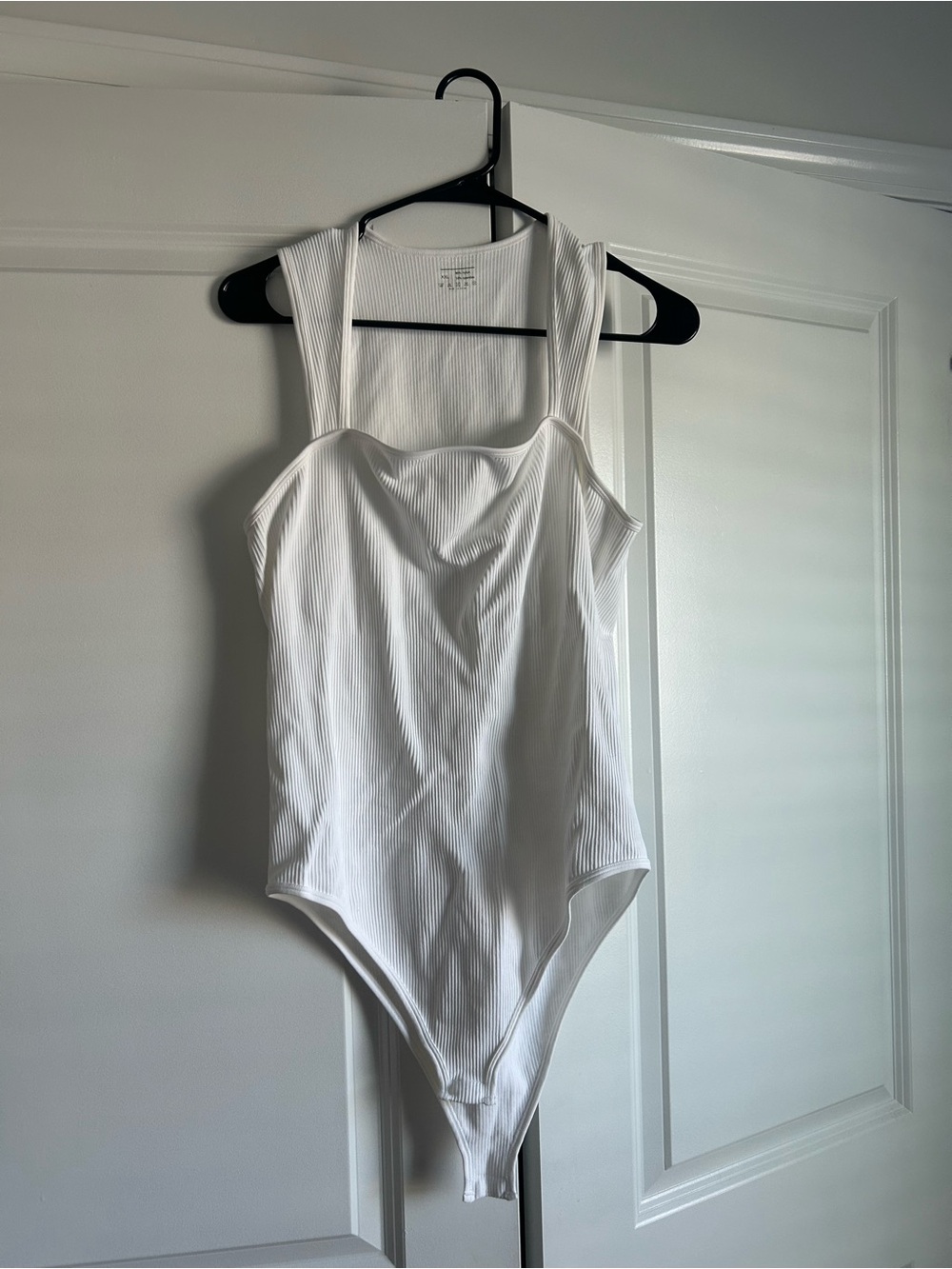 OQQ White Bodysuit Square Neck Sleeveless Tummy Control